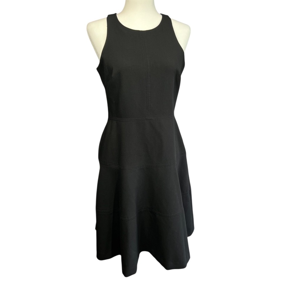 Banana Republic Solid Back Racerback Seamed Fit and Flare Dress Size 6 Classic